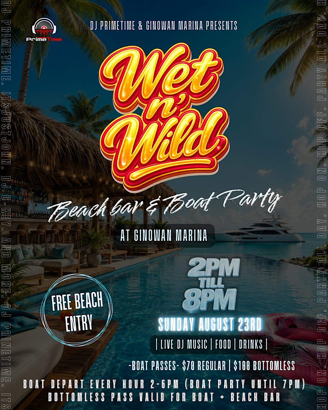 Wet n’ Wild Beach & Boat party -23 AUGUST-