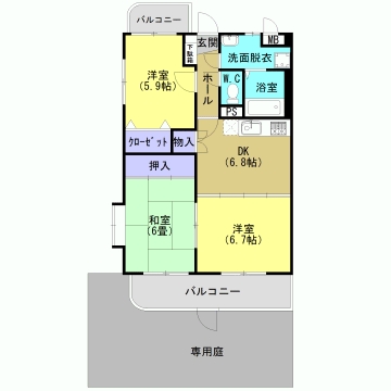 3DK Mansion in Kagoshima, Kagoshima — photo 2 of 3